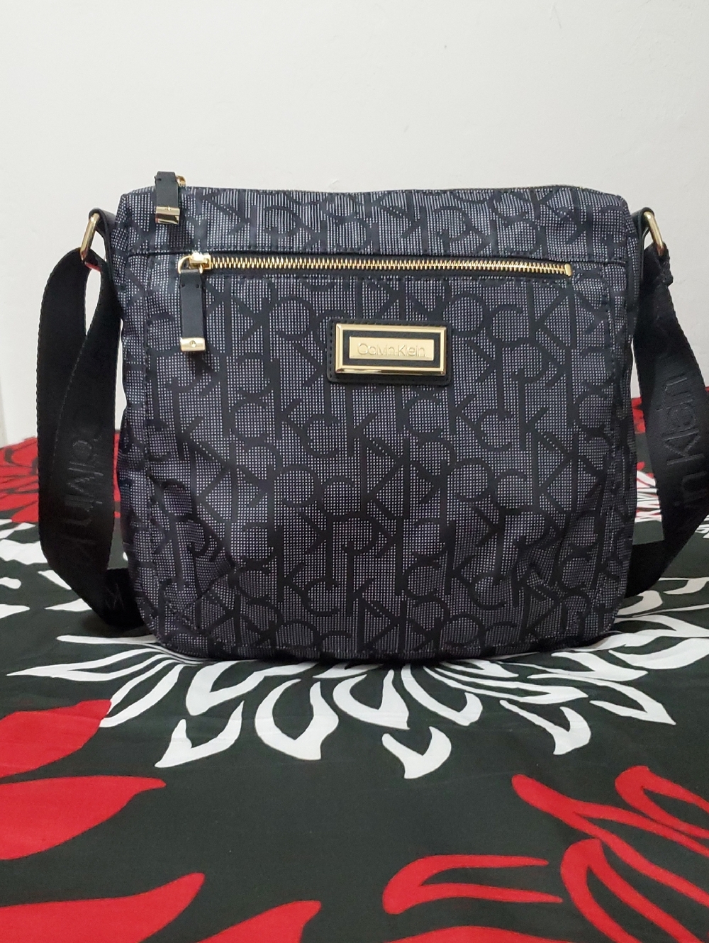 Calvin Klein Belfast Black and Grey Logo Nylon Crossbody Bag